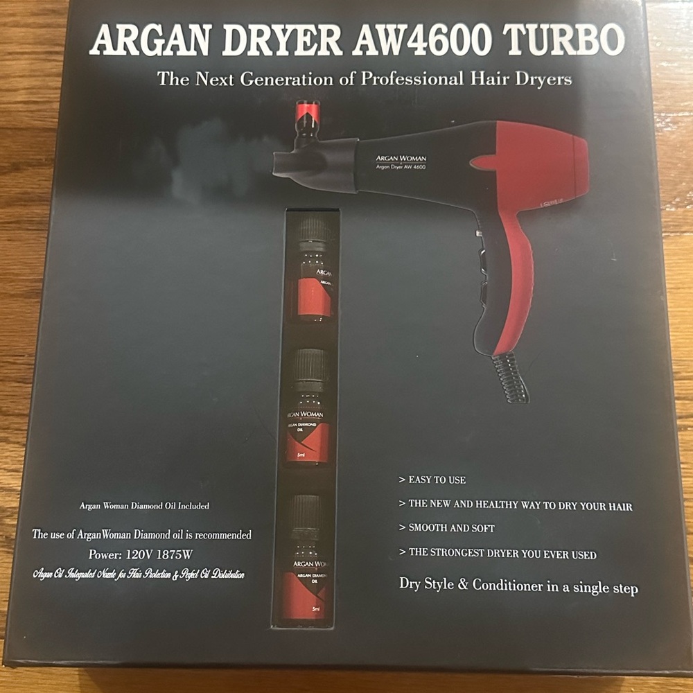Argan Dryer AW4600 Turbo Hair Dryer - Red and Black